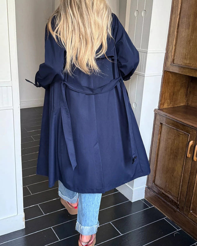Double - Breasted Belted Trench Coat - Trendsi