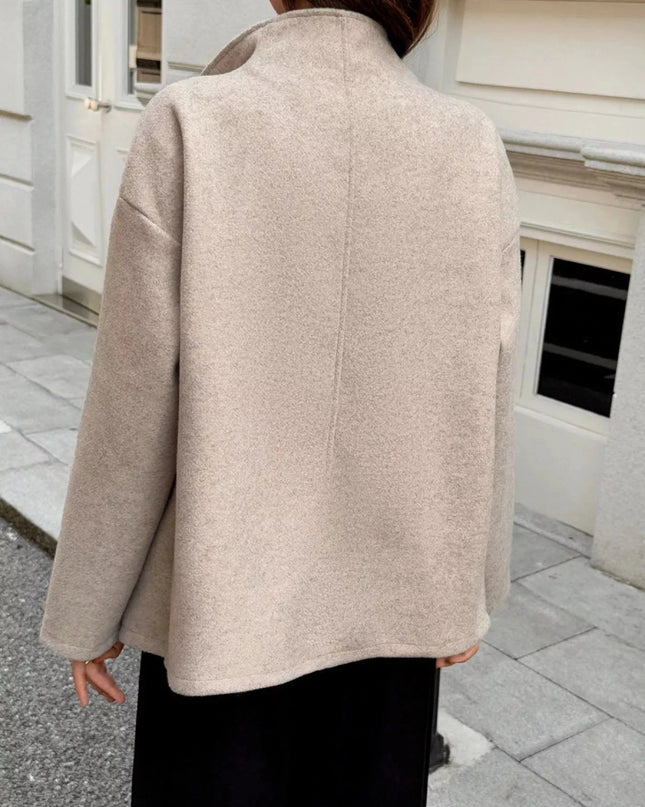 Double - Breasted Dropped Shoulder Jacket - Trendsi