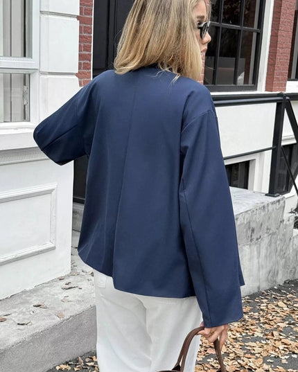 Double - Breasted Long Sleeve Jacket - Trendsi