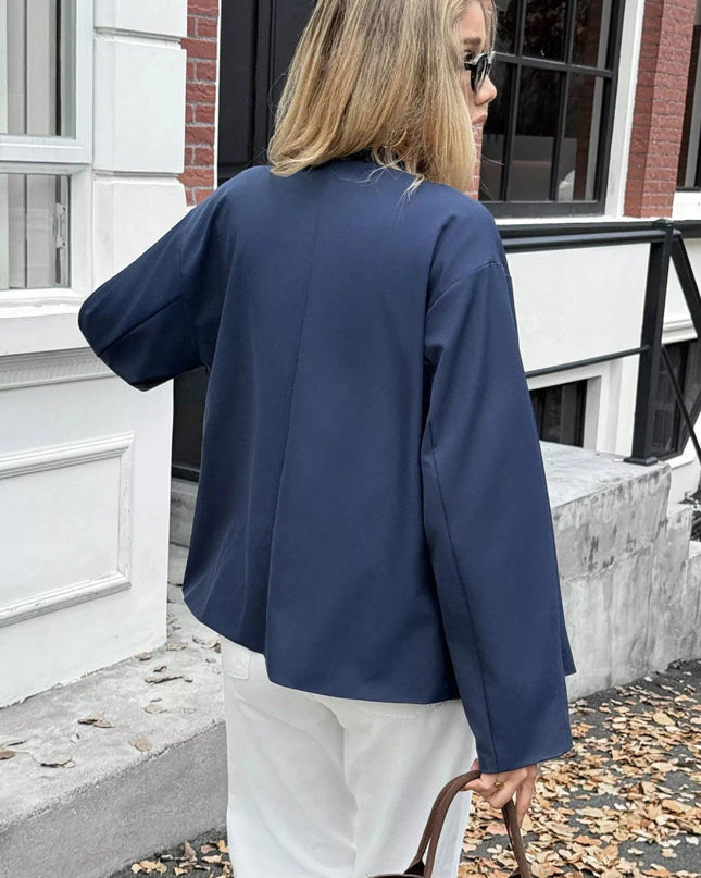 Double - Breasted Long Sleeve Jacket - Trendsi