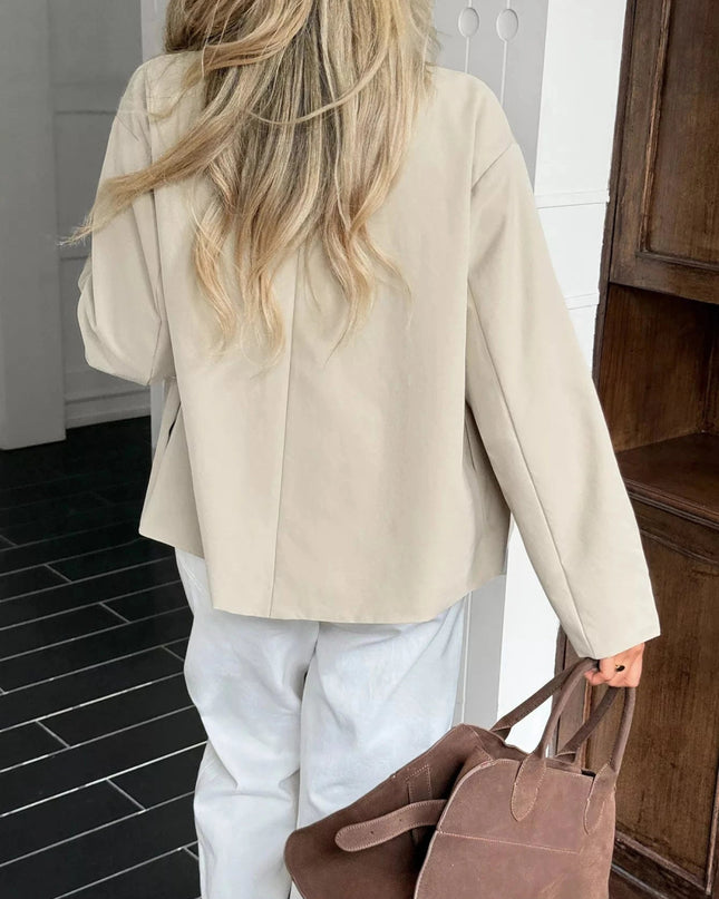 Double - Breasted Long Sleeve Jacket - Trendsi