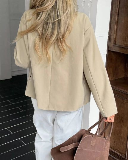 Double - Breasted Long Sleeve Jacket - Trendsi