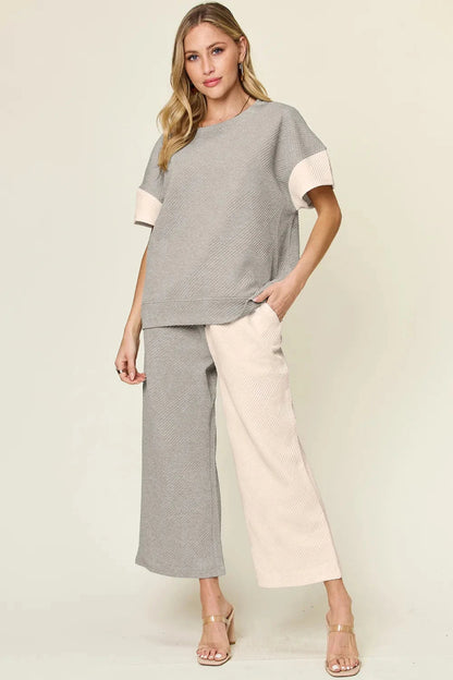 Double Take T-Shirt & Wide Leg Pants Set