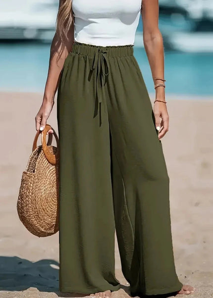 Drawsrting Wide leg Pants - Trendsi