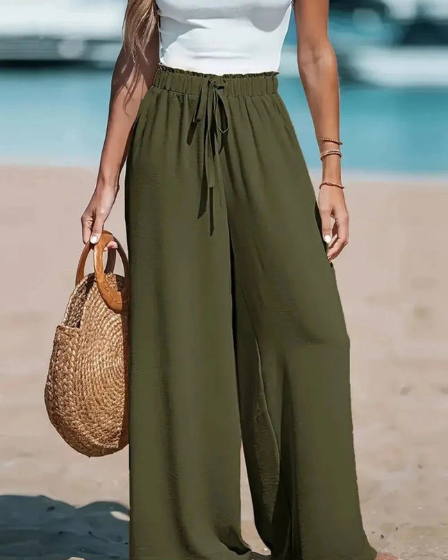 Drawsrting Wide leg Pants - Trendsi