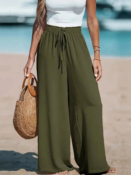 drawstring wide-leg pants