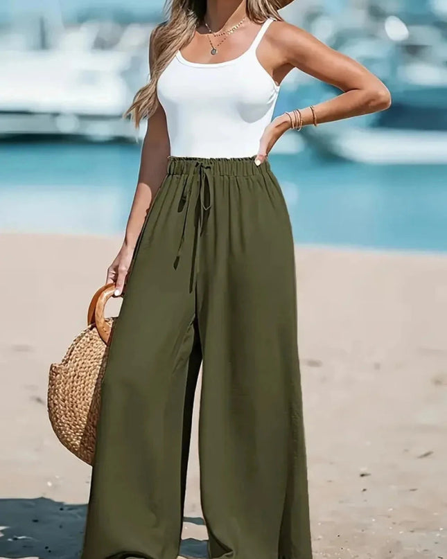 Drawsrting Wide leg Pants - Trendsi