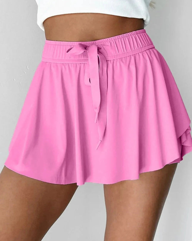 Drawstring High Waist Lined Active Skorts - Trendsi