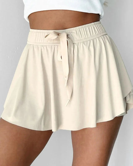 Drawstring High Waist Lined Active Skorts - Trendsi