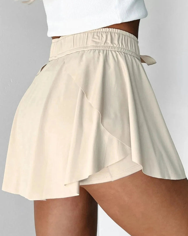Drawstring High Waist Lined Active Skorts - Trendsi