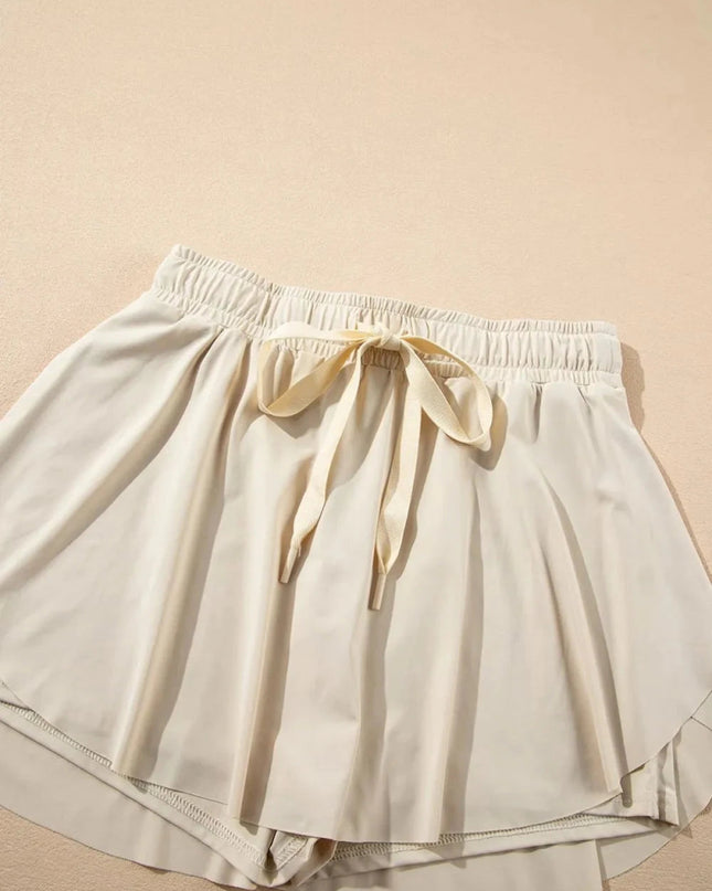 Drawstring High Waist Lined Active Skorts - Trendsi