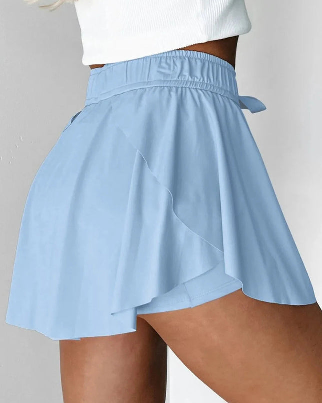 Drawstring High Waist Lined Active Skorts - Trendsi