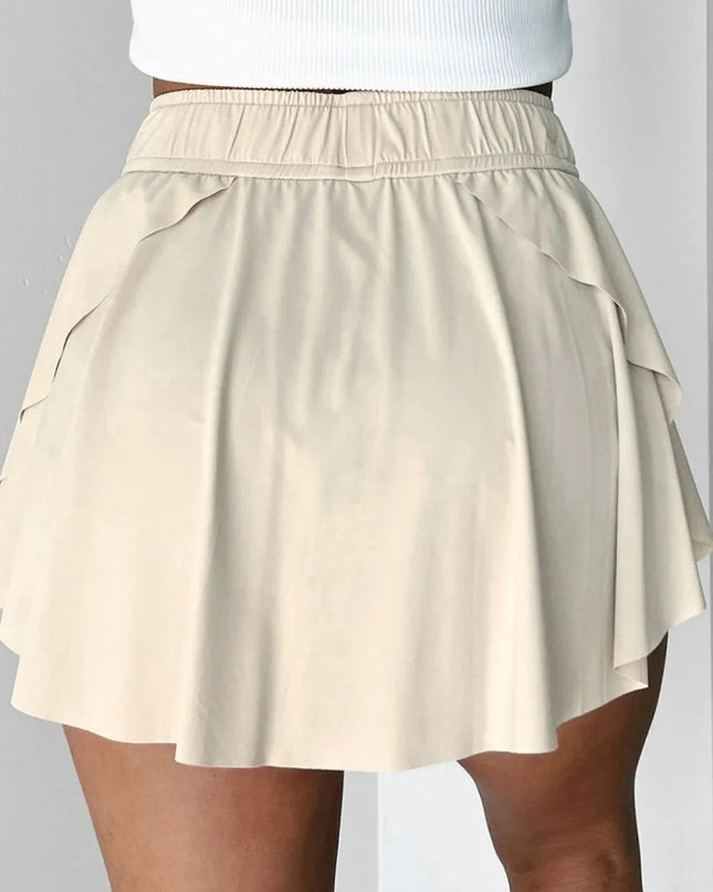 Drawstring High Waist Lined Active Skorts - Trendsi