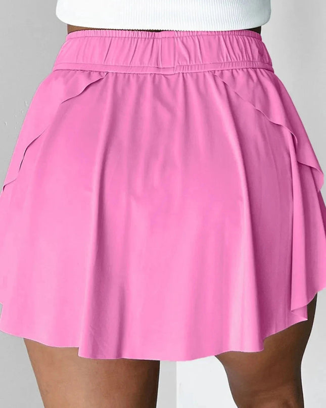 Drawstring High Waist Lined Active Skorts - Trendsi