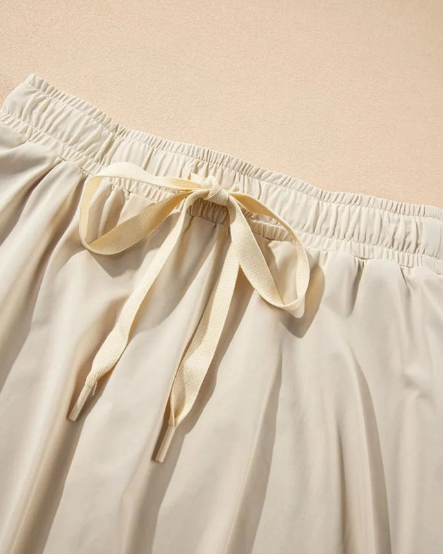 Drawstring High Waist Lined Active Skorts - Trendsi