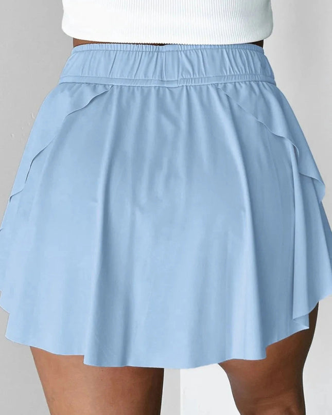 Drawstring High Waist Lined Active Skorts - Trendsi
