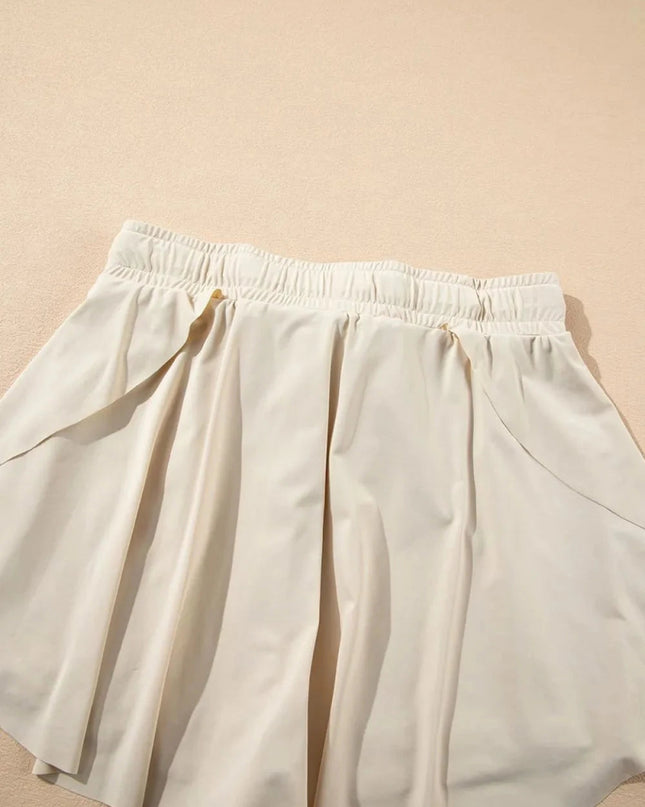 Drawstring High Waist Lined Active Skorts - Trendsi