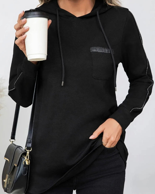 Drawstring Long Sleeve Hoodie - Trendsi