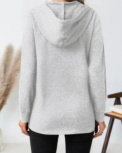 Drawstring Long Sleeve Hoodie - Trendsi