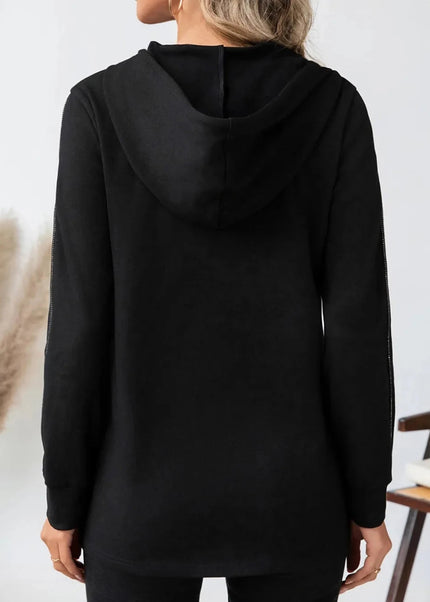 Drawstring Long Sleeve Hoodie - Trendsi