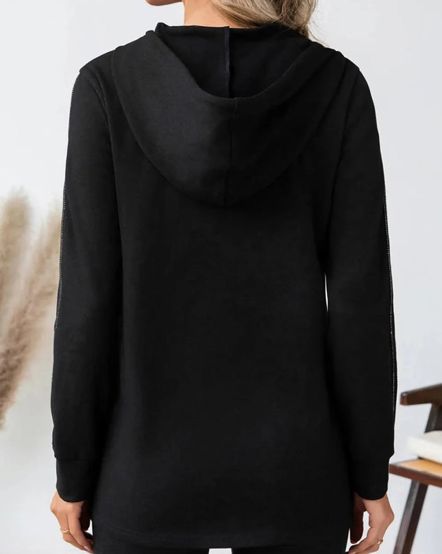 Drawstring Long Sleeve Hoodie - Trendsi