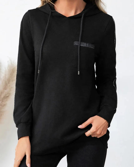 Drawstring Long Sleeve Hoodie - Trendsi