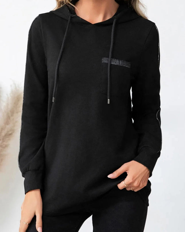 Drawstring Long Sleeve Hoodie - Trendsi