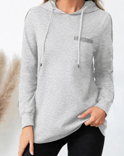 Drawstring Long Sleeve Hoodie - Trendsi