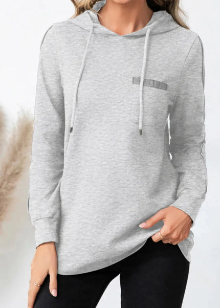 Drawstring Long Sleeve Hoodie - Trendsi