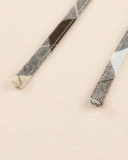 Drawstring Plaid Long Sleeve Hoodie - Trendsi