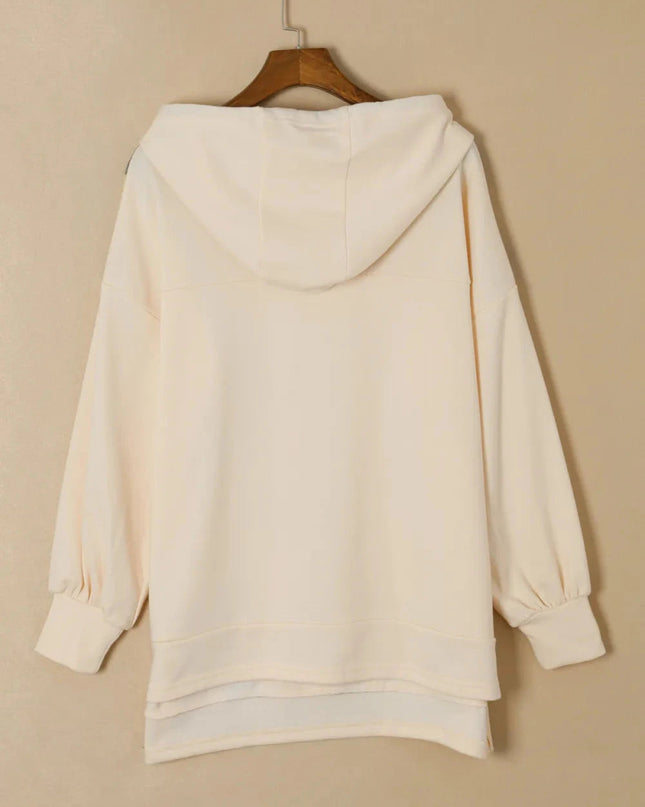 Drawstring Plaid Long Sleeve Hoodie - Trendsi