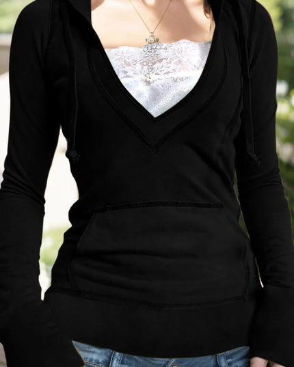 Drawstring Pocketed Long Sleeve Hoodie - Trendsi