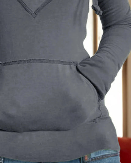 Drawstring Pocketed Long Sleeve Hoodie - Trendsi