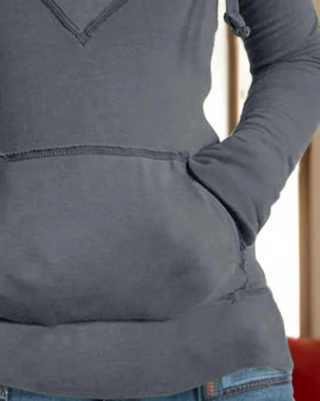 Drawstring Pocketed Long Sleeve Hoodie - Trendsi
