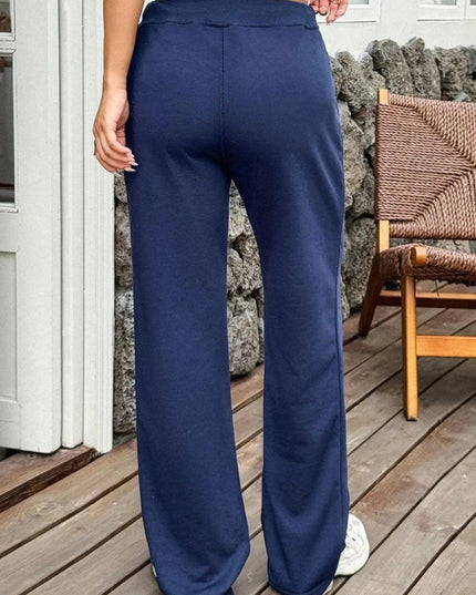 Drawstring Wide Leg Active Pants - Trendsi