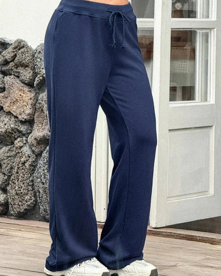 Drawstring Wide Leg Active Pants - Trendsi