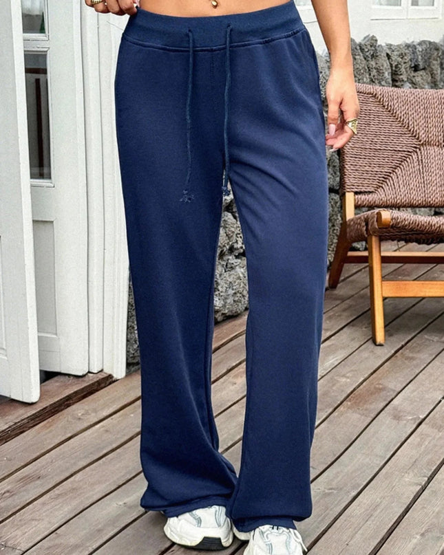 Drawstring Wide Leg Active Pants - Trendsi
