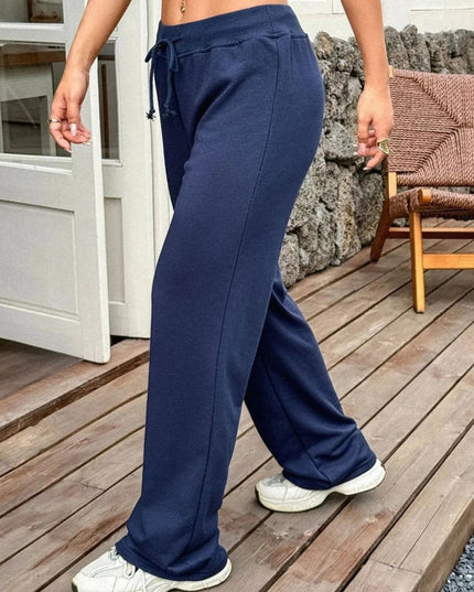 Drawstring Wide Leg Active Pants - Trendsi