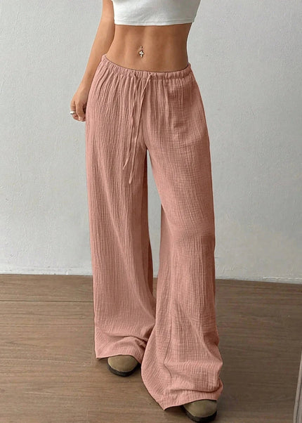 Drawstring Wide - Leg Casual Pants - Trendsi