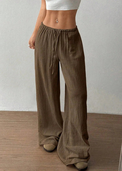 Drawstring Wide - Leg Casual Pants - Trendsi