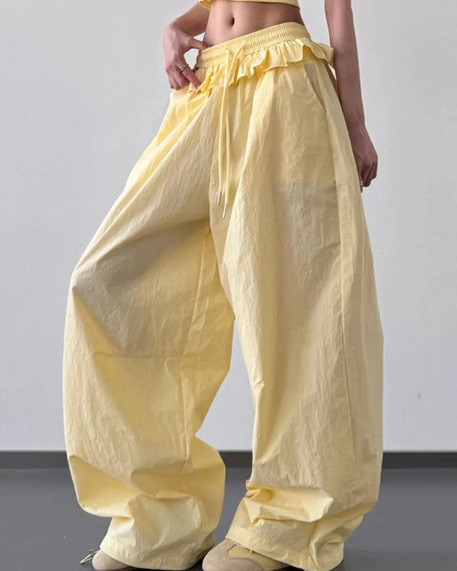 Drawstring Wide Leg Pants - Trendsi