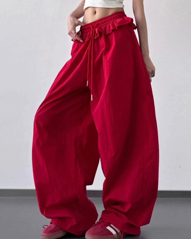 Drawstring Wide Leg Pants - Trendsi