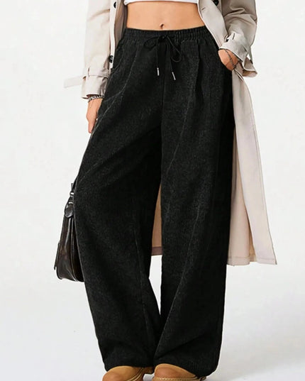 Drawstring Wide Leg Pants - Trendsi