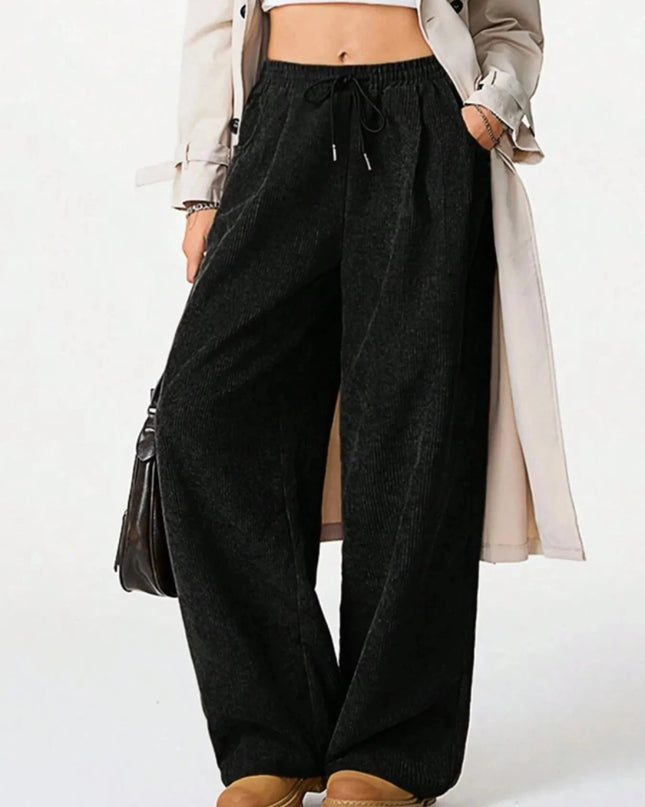 Drawstring Wide Leg Pants - Trendsi