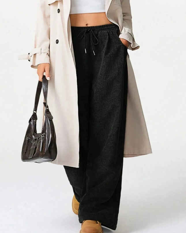 Drawstring Wide Leg Pants - Trendsi