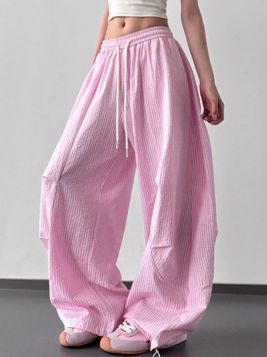 Drawstring Wide Leg Pants - Trendsi