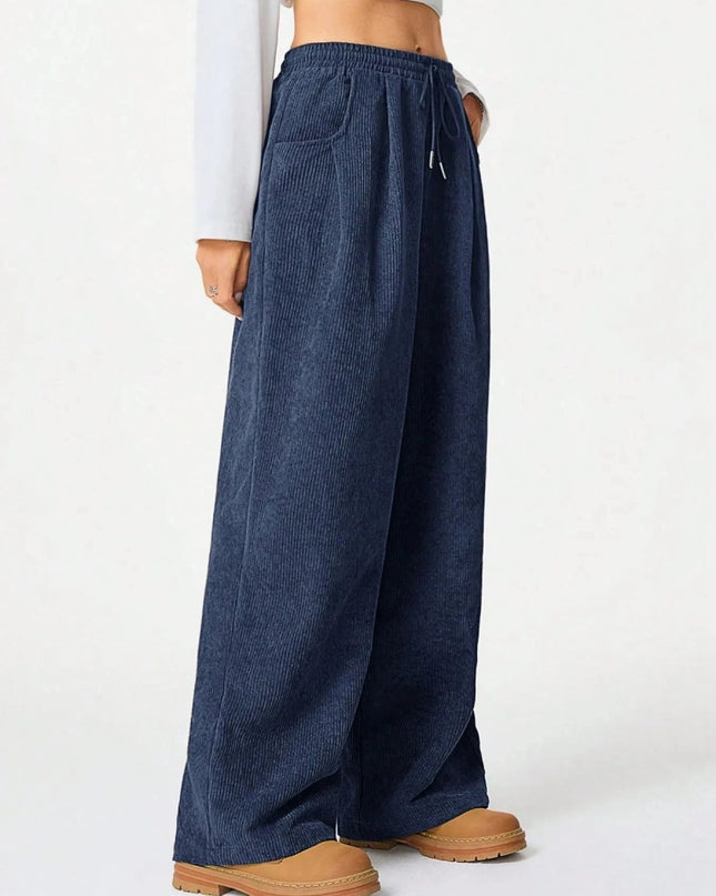 Drawstring Wide Leg Pants - Trendsi