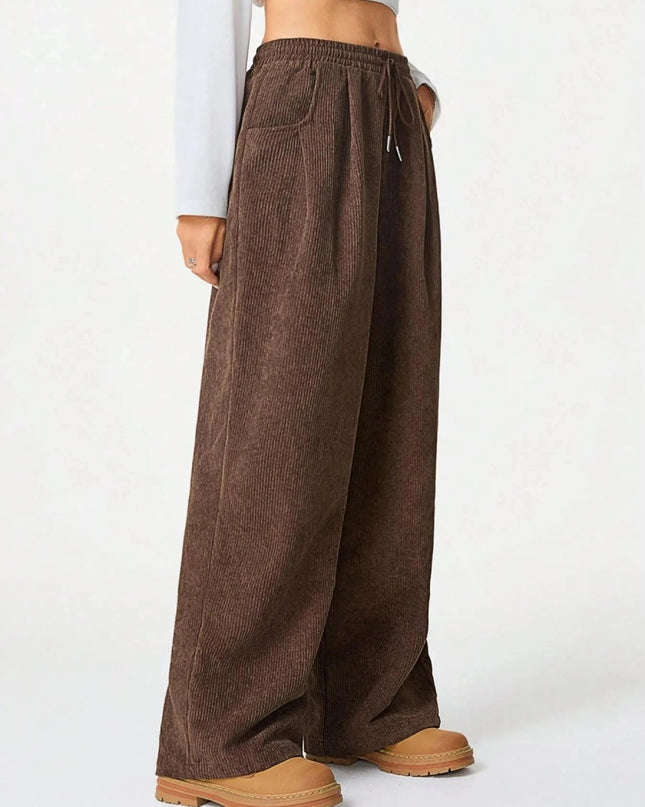 Drawstring Wide Leg Pants - Trendsi
