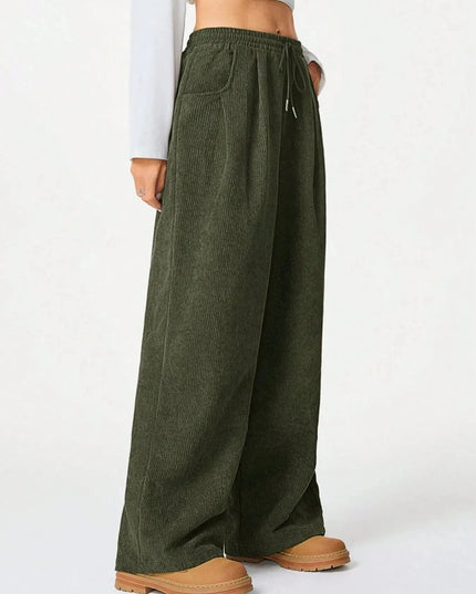 Drawstring Wide Leg Pants - Trendsi