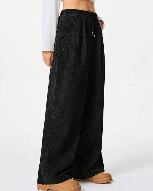 Drawstring Wide Leg Pants - Trendsi